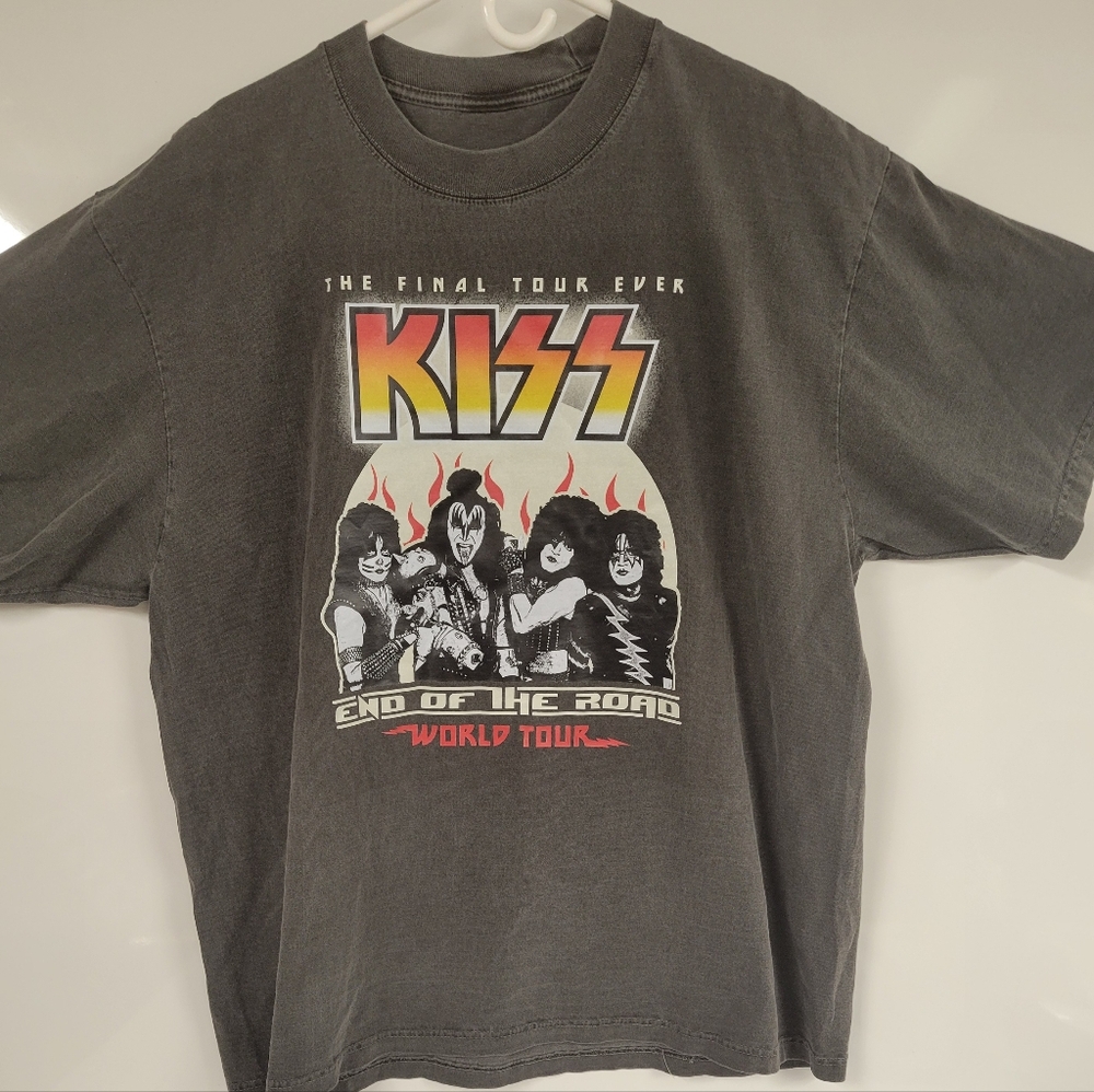 KISS Band Merch Dark Retro Gray Color, Band Concert Tour Modern 2XL